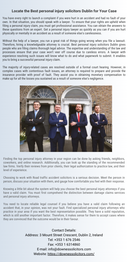 Expertise Areas of Personal Injury Claims Solicitors for Ireland - by downes solicitors [Infographic]